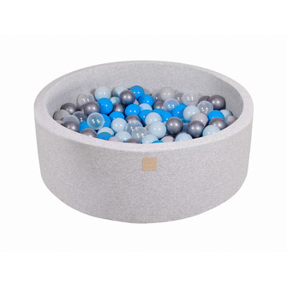 Round Ball Pit With 200 Balls, 90x30cm, Light Grey, Cotton