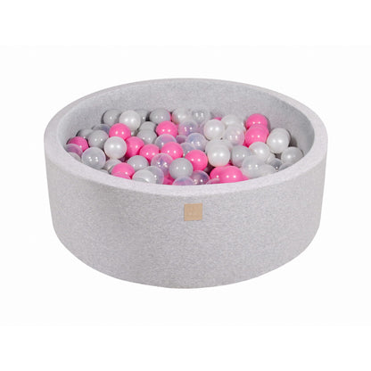 Round Ball Pit With 200 Balls, 90x30cm, Light Grey, Cotton