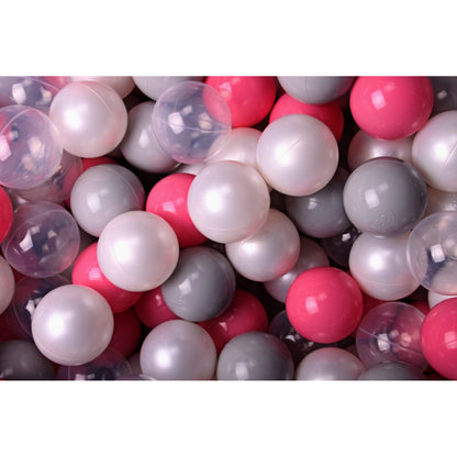 Round Ball Pit With 200 Balls, 90x30cm, Light Grey, Cotton