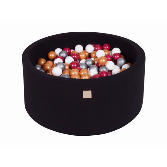 Round Ball Pit With 300 Balls, 90x40cm, Balck, Cotton