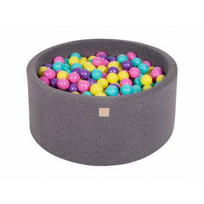 Round Ball Pit With 300 Balls, 90x40cm, Dark Grey, Cotton