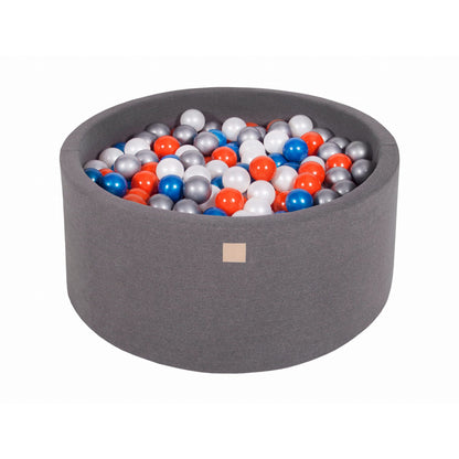 Round Ball Pit With 300 Balls, 90x40cm, Dark Grey, Cotton