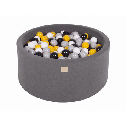 Round Ball Pit With 300 Balls, 90x40cm, Dark Grey, Cotton