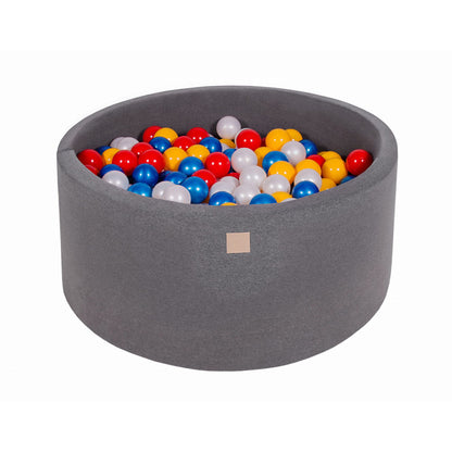 Round Ball Pit With 300 Balls, 90x40cm, Dark Grey, Cotton