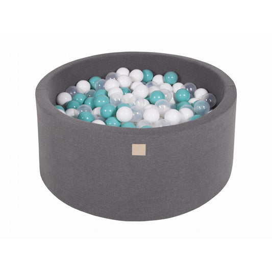 Round Ball Pit With 300 Balls, 90x40cm, Dark Grey, Cotton