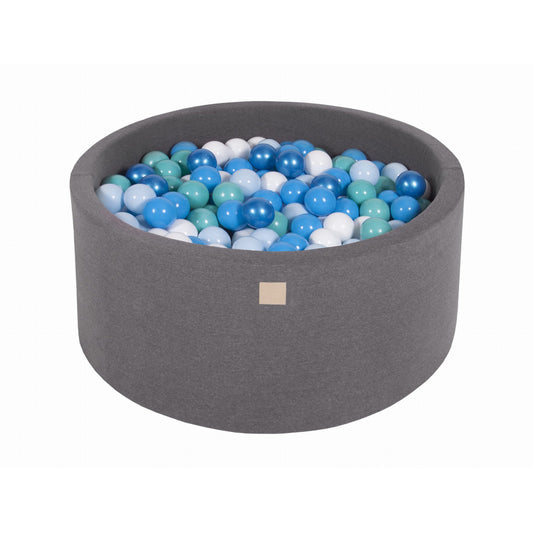 Round Ball Pit With 300 Balls, 90x40cm, Dark Grey, Cotton