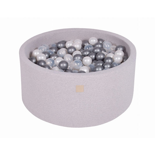 Round Ball Pit With 300 Balls, 90x40cm, Light Grey, Cotton