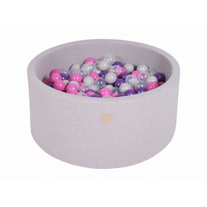 Round Ball Pit With 300 Balls, 90x40cm, Light Grey, Cotton