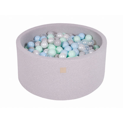 Round Ball Pit With 300 Balls, 90x40cm, Light Grey, Cotton