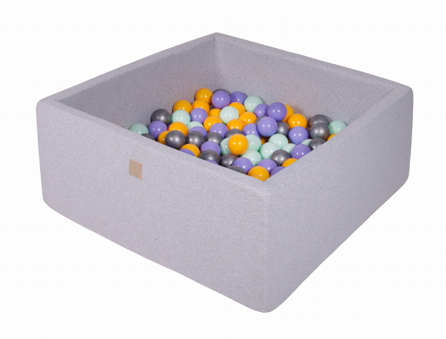 Square Ball Pit With 200 Balls, 90x90x40cm, Light Grey, Cotton