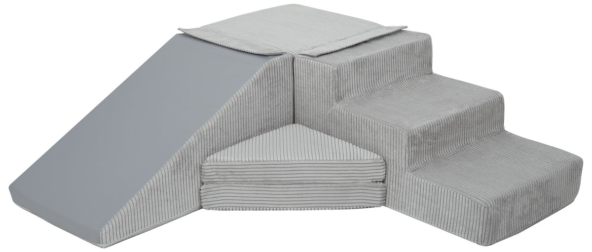 SLIDE Foam Block Set - Soft Play Step and Slide - Colorful, Safe & Versatile Playtime Fun - Grey (corduroy)