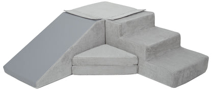SLIDE Foam Block Set - Soft Play Step and Slide - Colorful, Safe & Versatile Playtime Fun - Grey (corduroy)