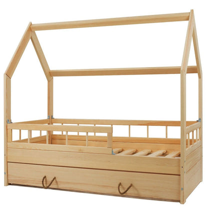 Velinda House Bed - Solid Pine Wood - Scandinavian Style - 160x80cm - Storage Drawer