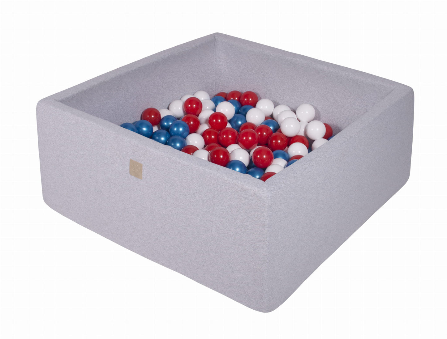 Square Ball Pit With 200 Balls, 90x90x40cm, Light Grey, Cotton