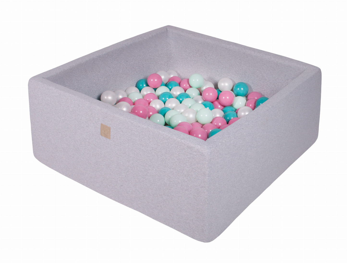 Square Ball Pit With 200 Balls, 90x90x40cm, Light Grey, Cotton