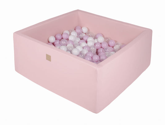 Square Ball Pit With 200 Balls, 90x90x40cm, Light Pink, Cotton