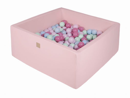 Square Ball Pit With 200 Balls, 90x90x40cm, Light Pink, Cotton