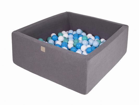 Square Ball Pit With 200 Balls, 90x90x40cm, Dark Grey, Cotton