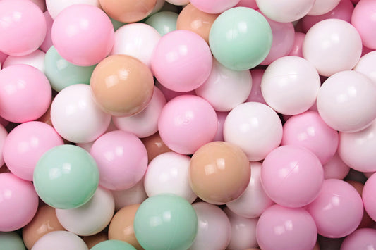 Soft Plastic Balls 7cm For The Ball Pit Certified Set 200pcs: Beige/Mint/White/Pastel Pink