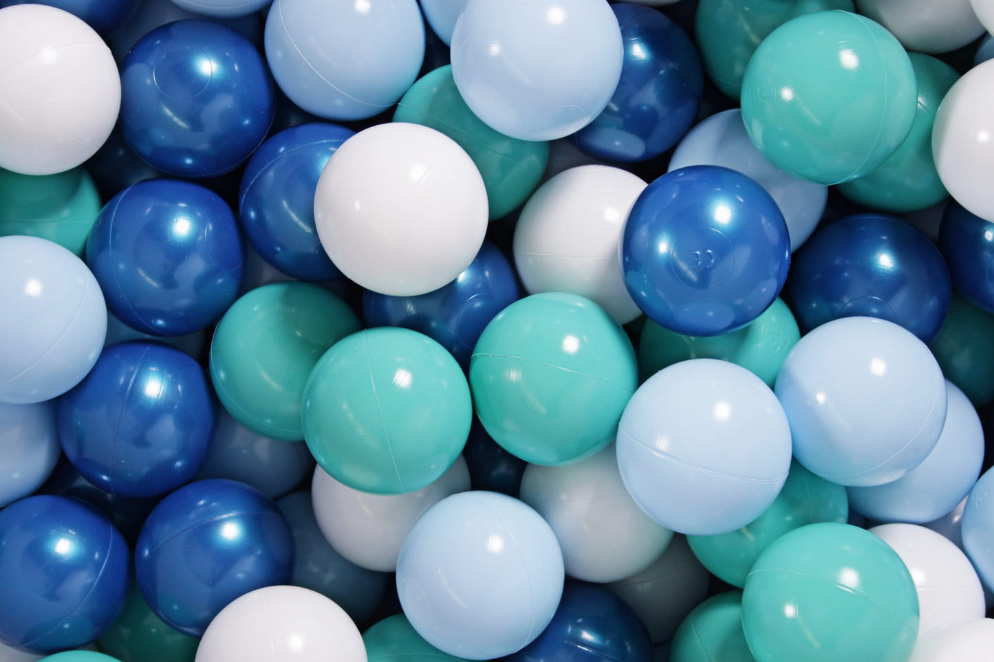 Soft Plastic Balls 7cm For The Ball Pit Certified Set 200pcs: Blue Pearl/Baby Blue/White/Turquoise