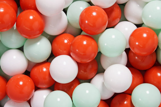 Soft Plastic Balls 7cm For The Ball Pit Certified Set 200pcs: Orange/Mint/White