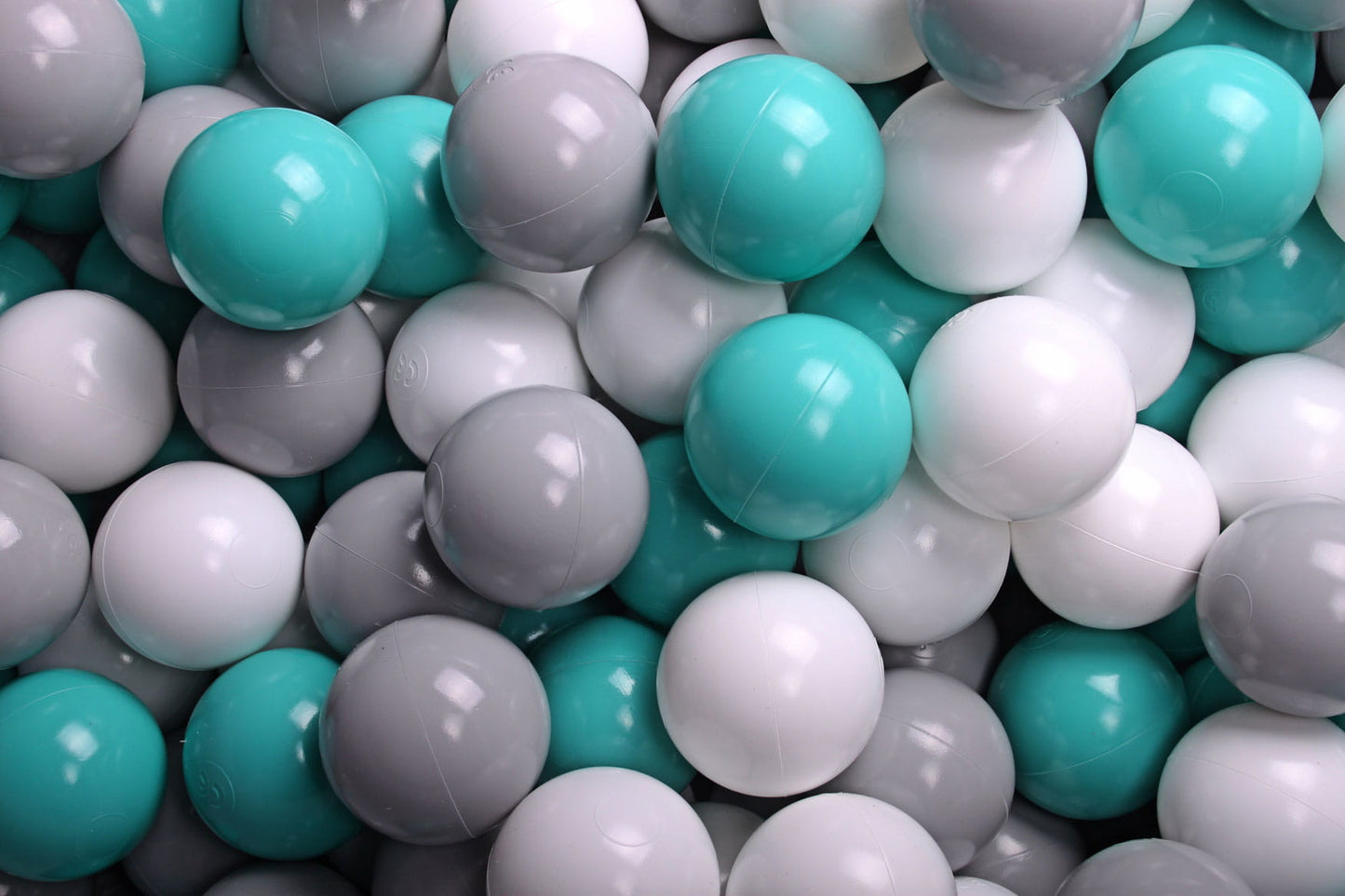 Soft Plastic Balls 7cm For The Ball Pit Certified Set 200pcs: Gray/White/Turquoise