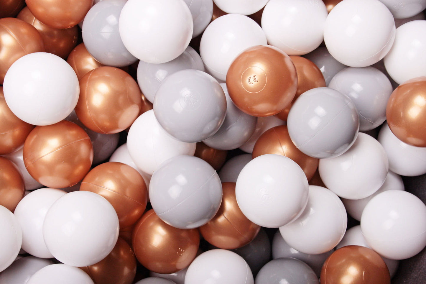 Soft Plastic Balls 7cm For The Ball Pit Certified Set 300pcs: White/Gray/Gold