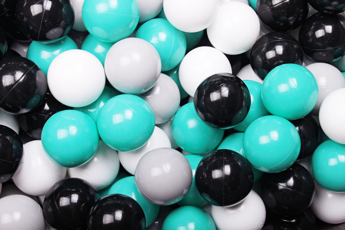 Soft Plastic Balls 7cm For The Ball Pit Certified Set 300pcs: White/Black/Turquoise/Gray