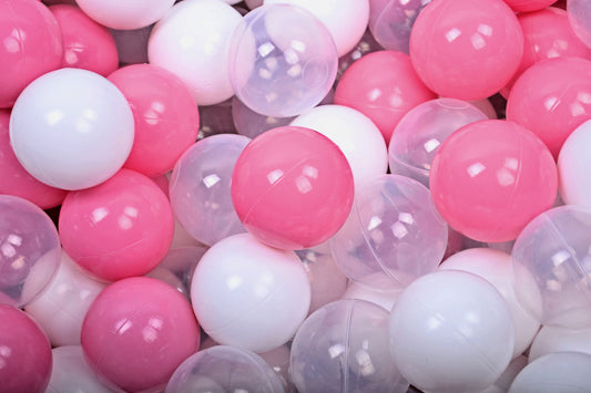 Soft Plastic Balls 7cm For The Ball Pit Certified Set 300pcs: Light Pink/Transparent/White