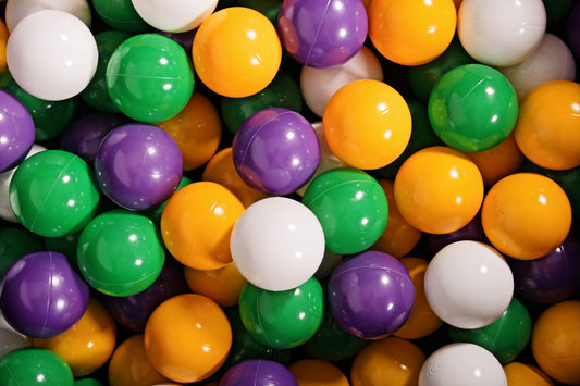 Soft Plastic Balls 7cm For The Ball Pit Certified Set 100pcs: Green/Violet/Yellow/White