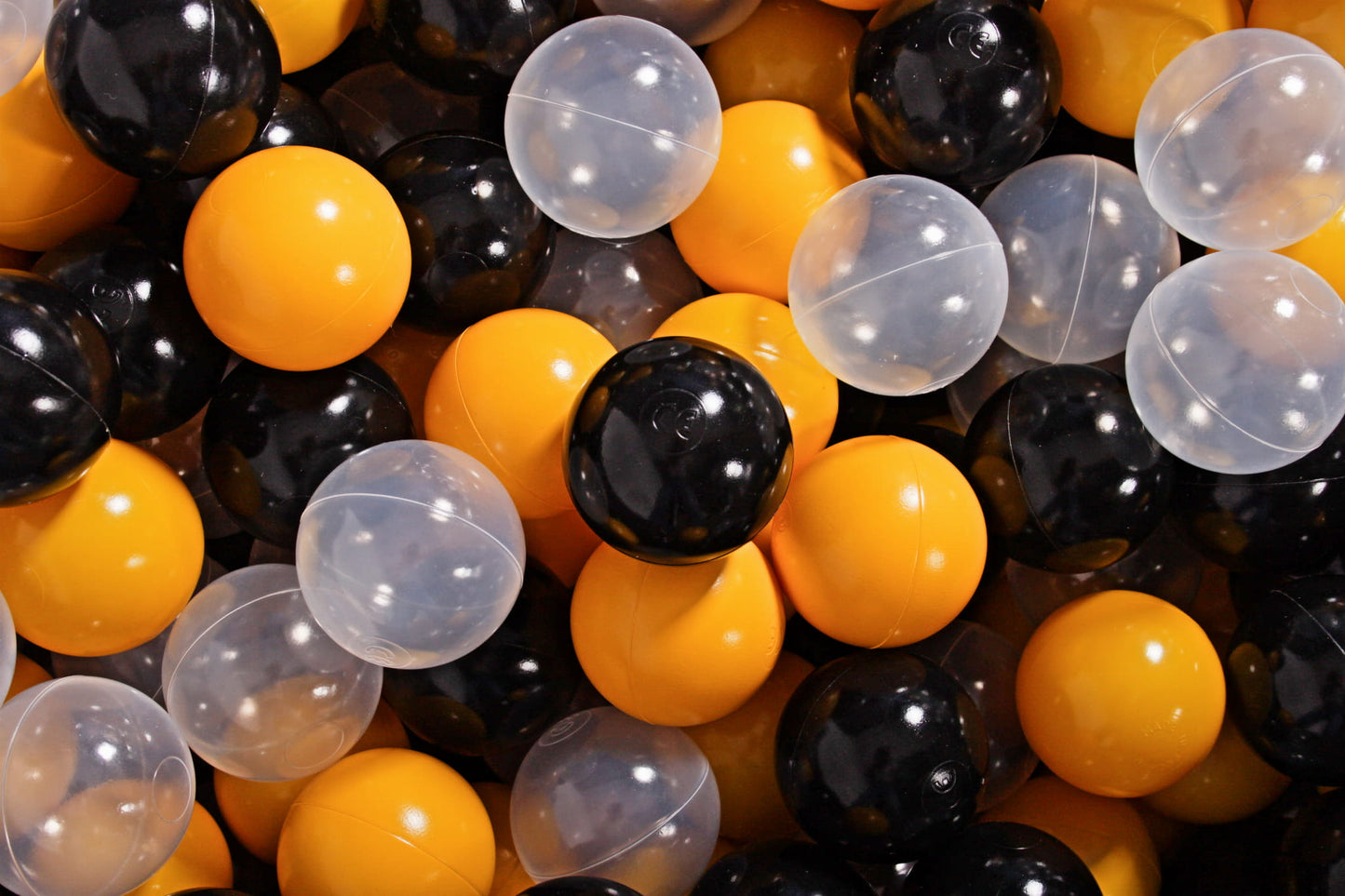 Soft Plastic Balls 7cm For The Ball Pit Certified Set 100pcs: Yellow/Black/Transparent