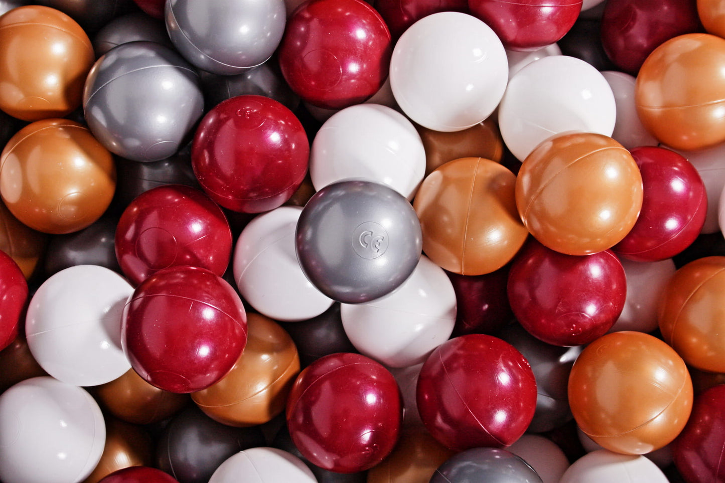 Soft Plastic Balls 7cm For The Ball Pit Certified Set 100pcs: Gold/White/Silver/Pearl Burgundy