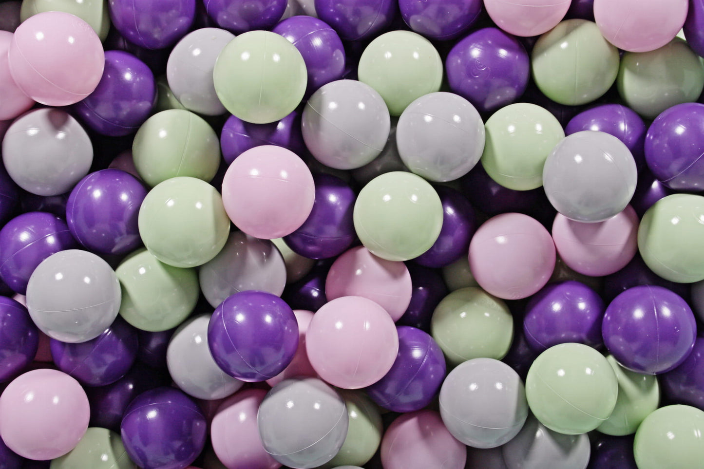 Soft Plastic Balls 7cm For The Ball Pit Certified Set 100pcs: Light Green/Violet/Gray/Pastel Pink