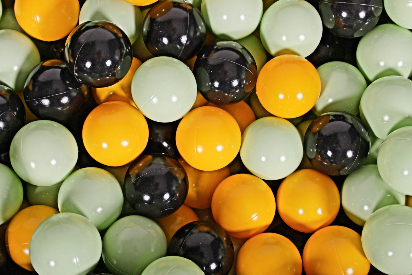 Soft Plastic Balls 7cm For The Ball Pit Certified Set 100pcs: Light Green/Yellow/Black