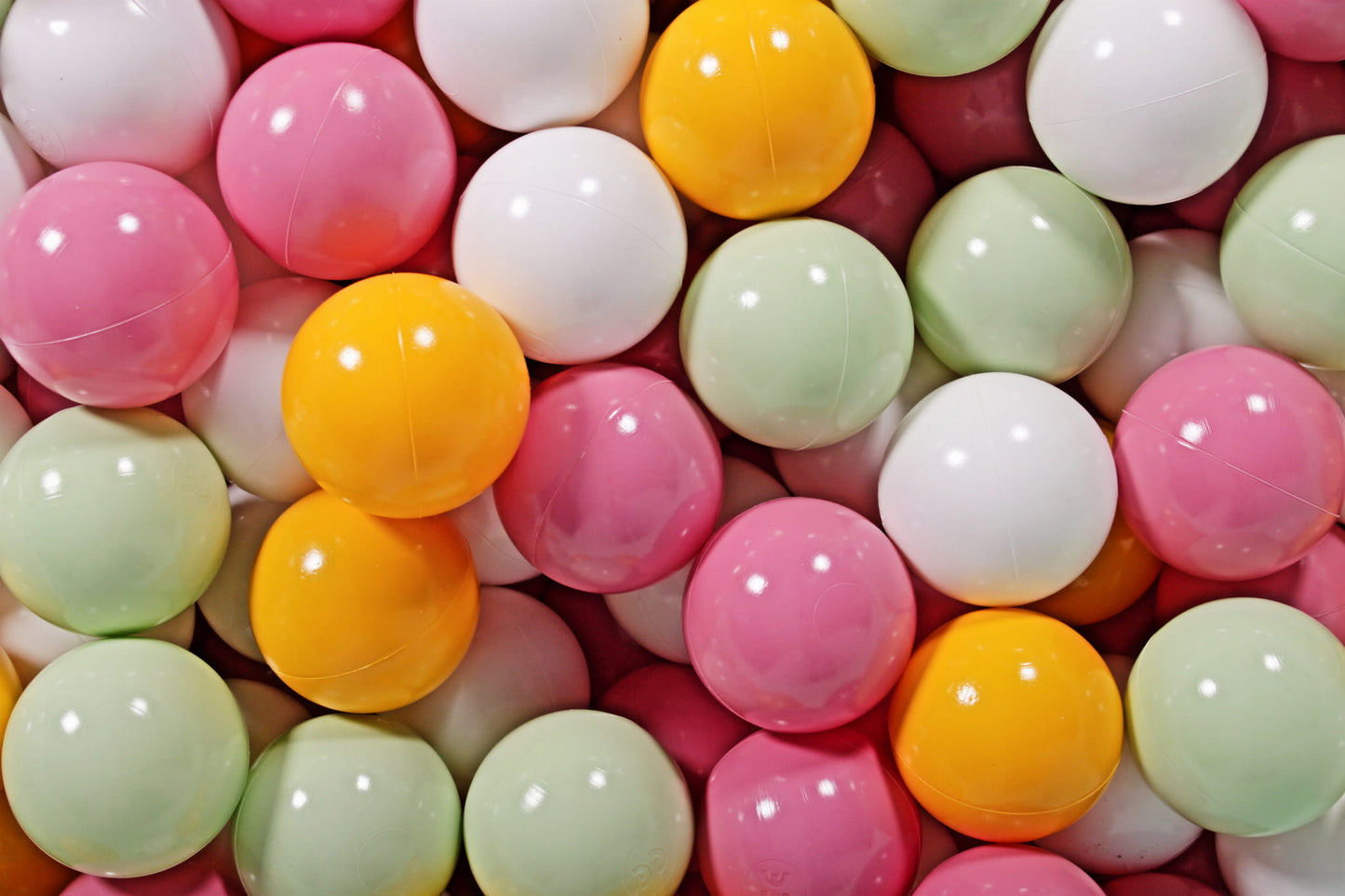 Soft Plastic Balls 7cm For The Ball Pit Certified Set 100pcs: Light Green/Light Pink/Yellow/White