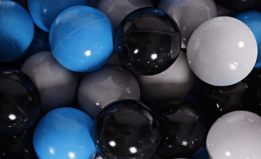 Soft Plastic Balls 7cm For The Ball Pit Certified Set 100pcs: Blue/Gray/Black