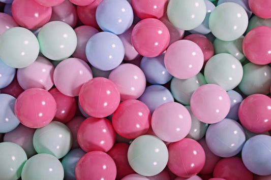 Soft Plastic Balls 7cm For The Ball Pit Certified Set 100pcs: Pastel Pink/Light Pink/Mint/Baby Blue