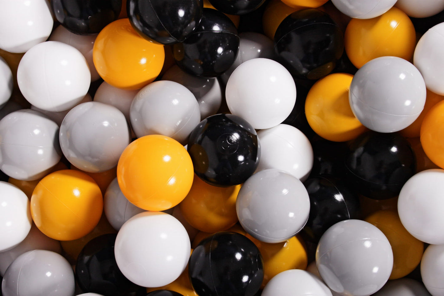 Soft Plastic Balls 7cm For The Ball Pit Certified Set 200pcs: White/Gray/Black/Yellow