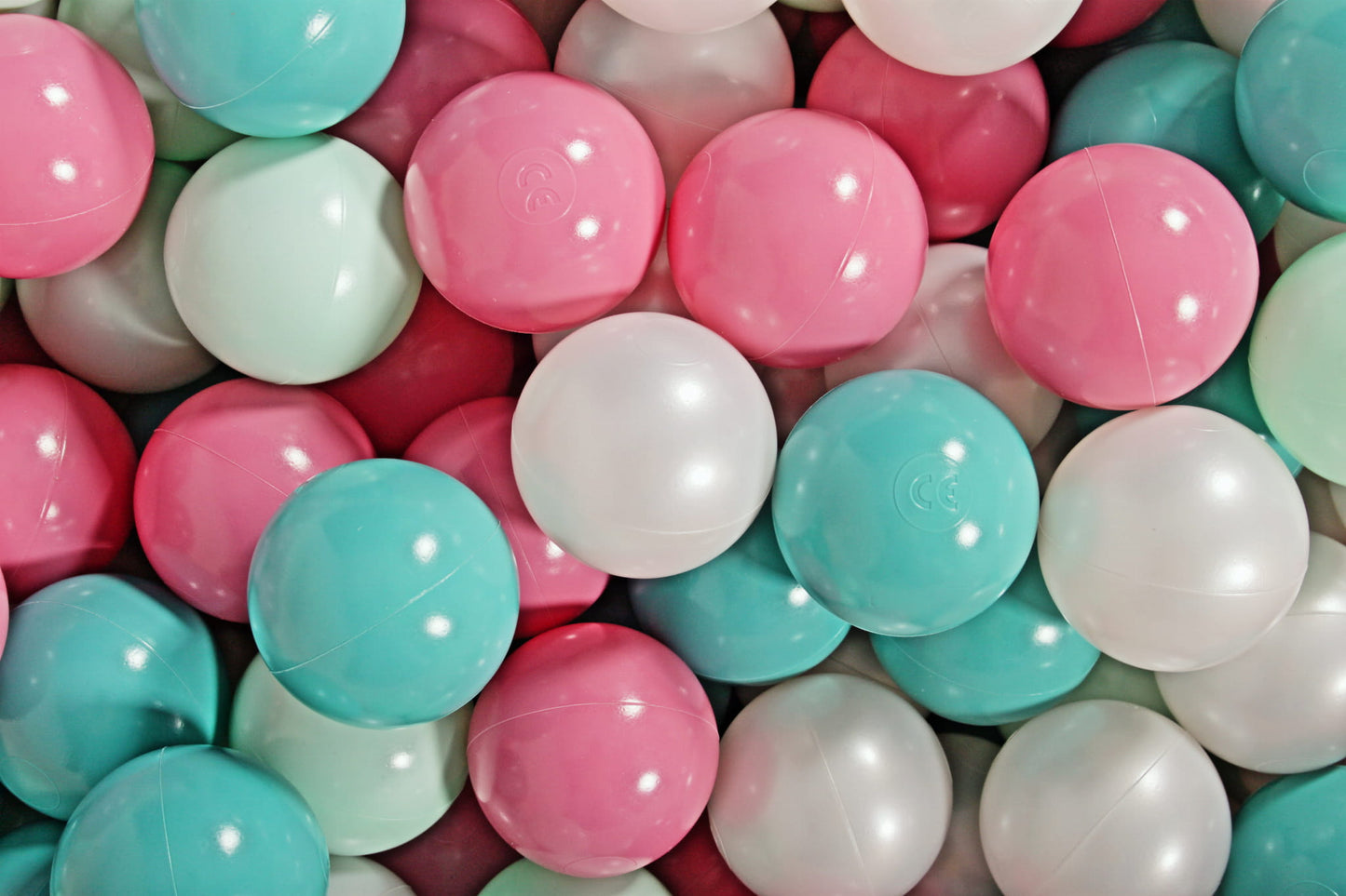 Soft Plastic Balls 7cm For The Ball Pit Certified Set 200pcs: Mint/Light Pink/Turquoise/White Pearl