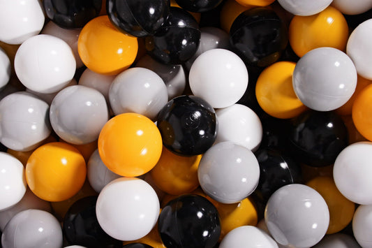 Soft Plastic Balls 7cm For The Ball Pit Certified Set 300pcs: White/Gray/Black/Yellow