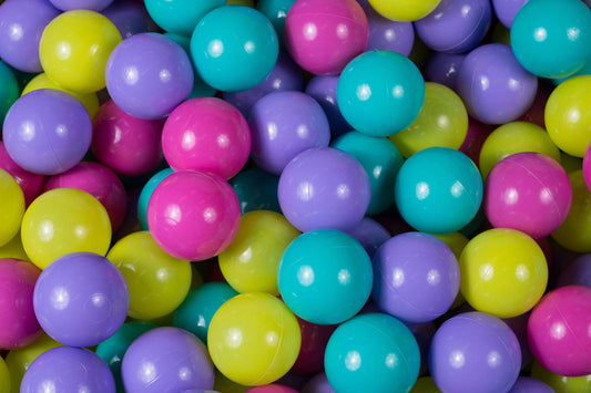 Soft Plastic Balls 7cm For The Ball Pit Certified Set 300pcs: Violet/Light Pink/Lime Green Green/Turquoise