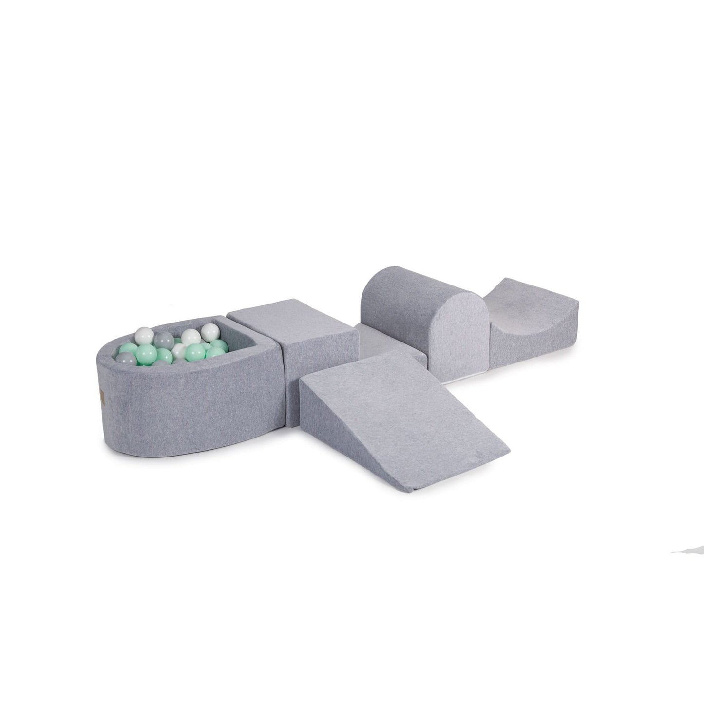 Foam Playset With Small Ball Pit Playground For Children With 100 Balls Certified, Velvet, Light Gray: Mint/Gray/White