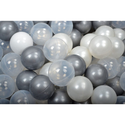 Foam Playset With Small Ball Pit Playground For Children With 100 Balls Certified, Velvet, Light Gray: Silver/White/White Pearl/Transparent