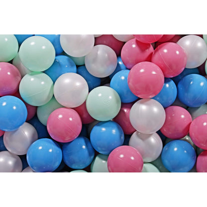 Foam Playset With Small Ball Pit Playground For Children With 100 Balls Certified, Velvet, Light Gray: Light Pink/Blue/White Pearl/Mint