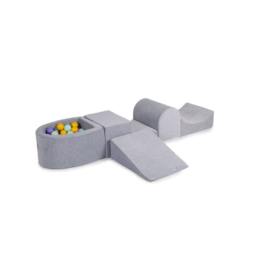 Foam Playset With Small Ball Pit Playground For Children With 100 Balls Certified, Velvet, Light Gray: Lilac/Yellow/Mint/Silver