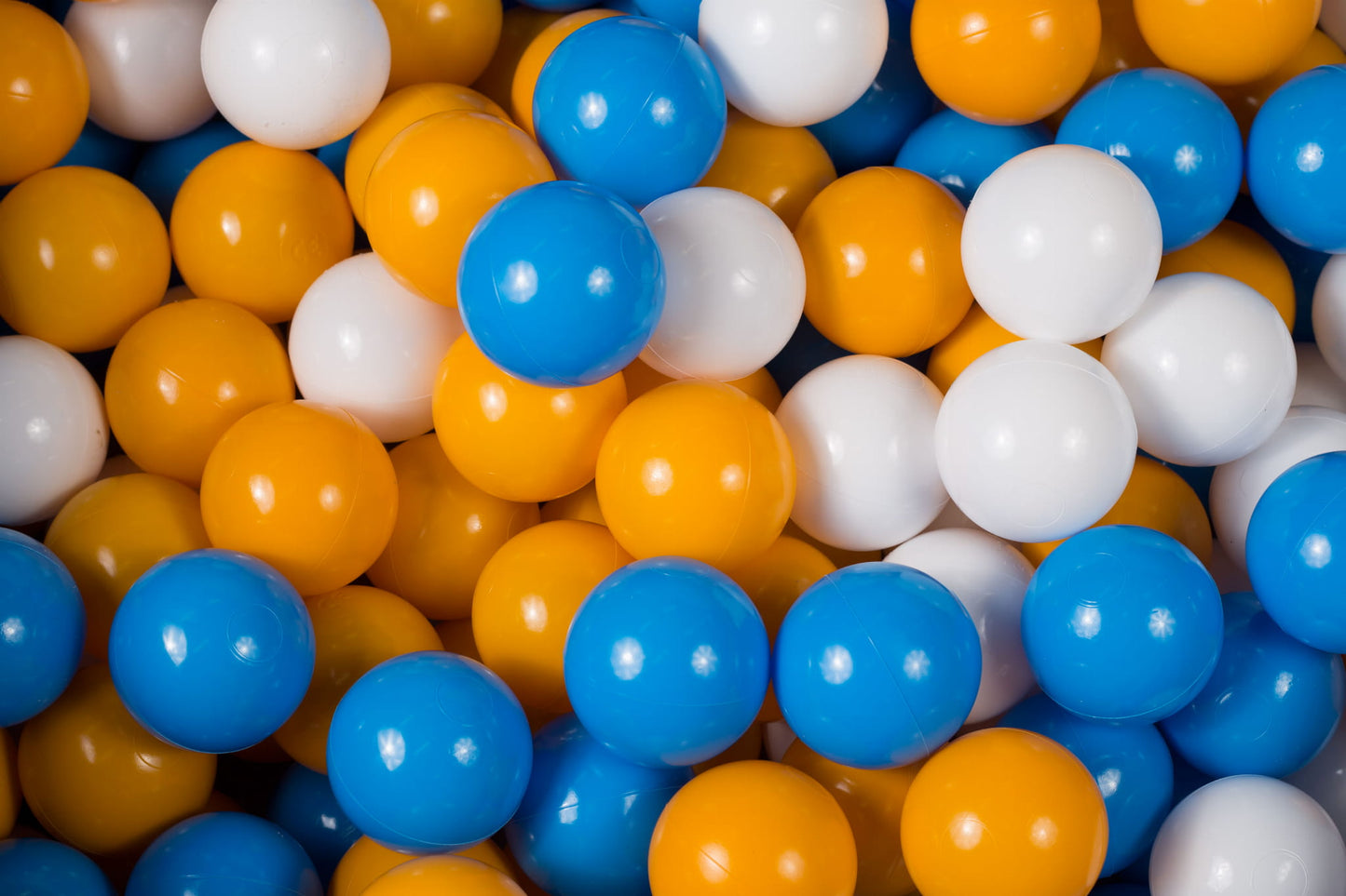 Soft Plastic Balls 7cm For The Ball Pit Certified Set 300pcs: White/Mustard/Blue