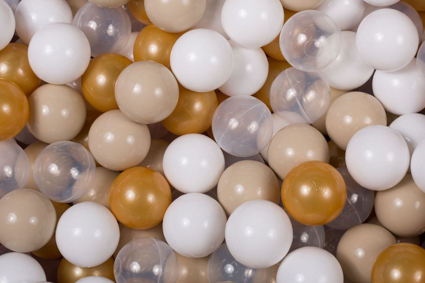 Soft Plastic Balls 7cm For The Ball Pit Certified Set 200pcs: Gold/Beige/White/Transparent