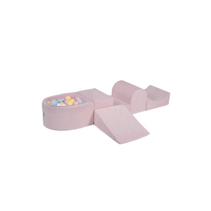 Foam Playset With Small Ball Pit Playground For Children With 100 Balls Certified, Velvet, Light Pink: Baby Blue/White/Mint/Pastel Pink/Pastel Yellow