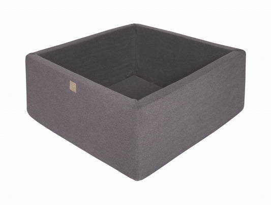 Square Ball Pit Without Balls, 110x110x40cm, Dark Grey, Cotton