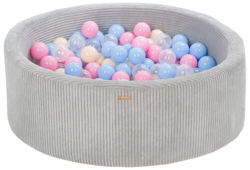 Velinda Soft Play Ball Pit with 300 Balls - Corduroy Fabric, 90cm, Kids Play Toy